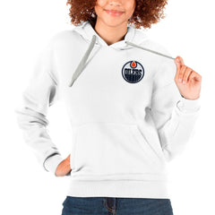 NHL Edmonton Oilers Antigua Women's Victory Pullover Hoodie - White