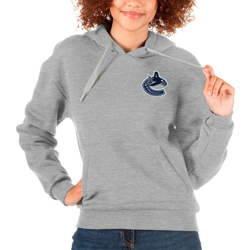 NHL Vancouver Canucks Antigua Women's Victory Pullover Hoodie - Heather Gray