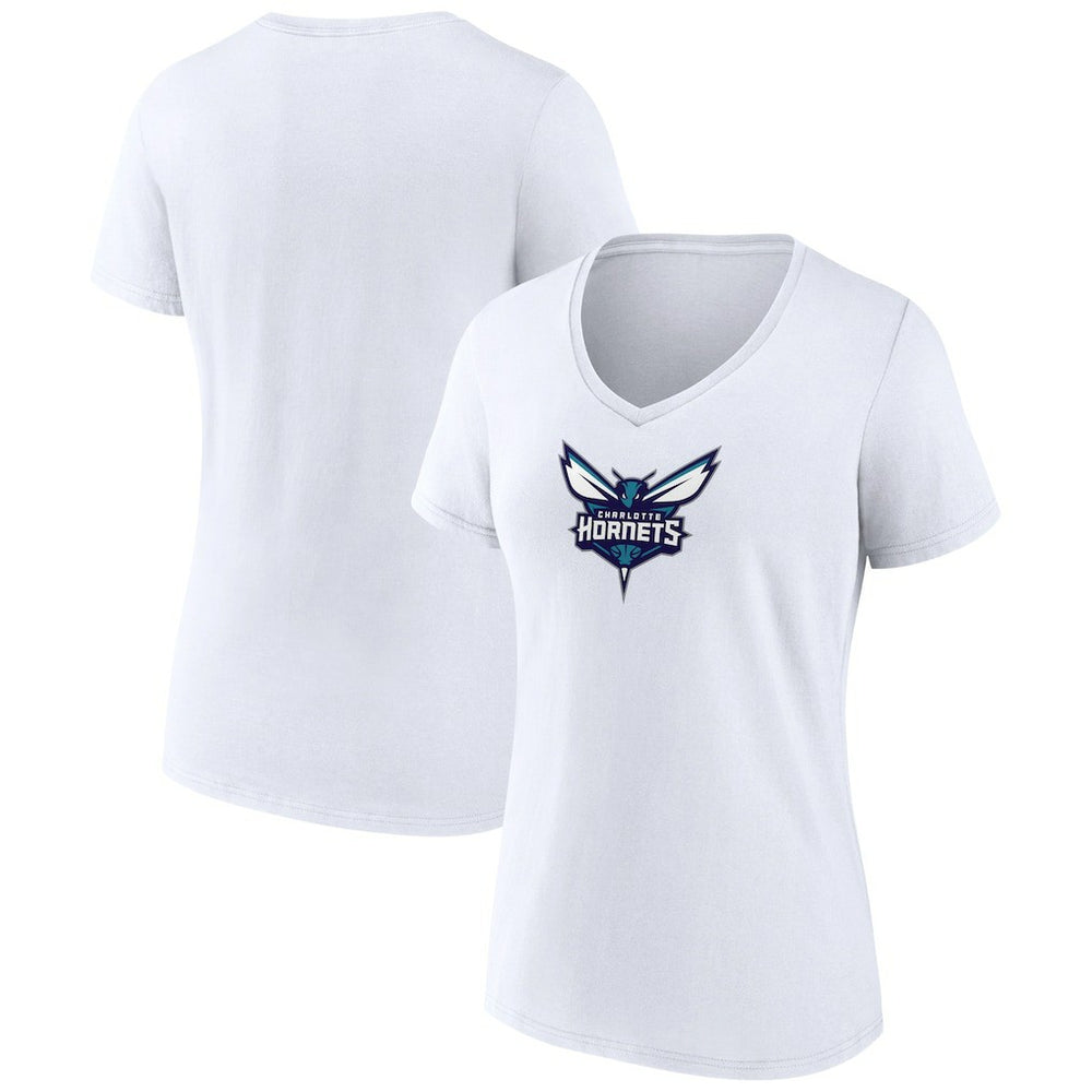 Charlotte Hornets Women's Logo V-Neck T-Shirt White