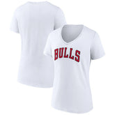 Chicago Bulls Women's Wordmark V-Neck T-Shirt White