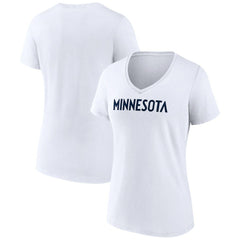 Minnesota Timberwolves Women's Wordmark V-Neck T-Shirt White