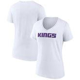 Sacramento Kings Women's Wordmark V-Neck T-Shirt White