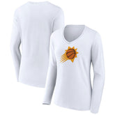 Phoenix Suns Women's Logo Long Sleeve V-Neck T-Shirt White