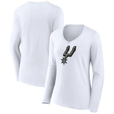 San Antonio Spurs Women's Logo Long Sleeve V-Neck T-Shirt White
