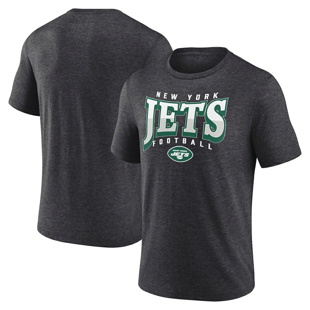 New York Jets Divided Warp Tri-Blend T-Shirt Heather Charcoal