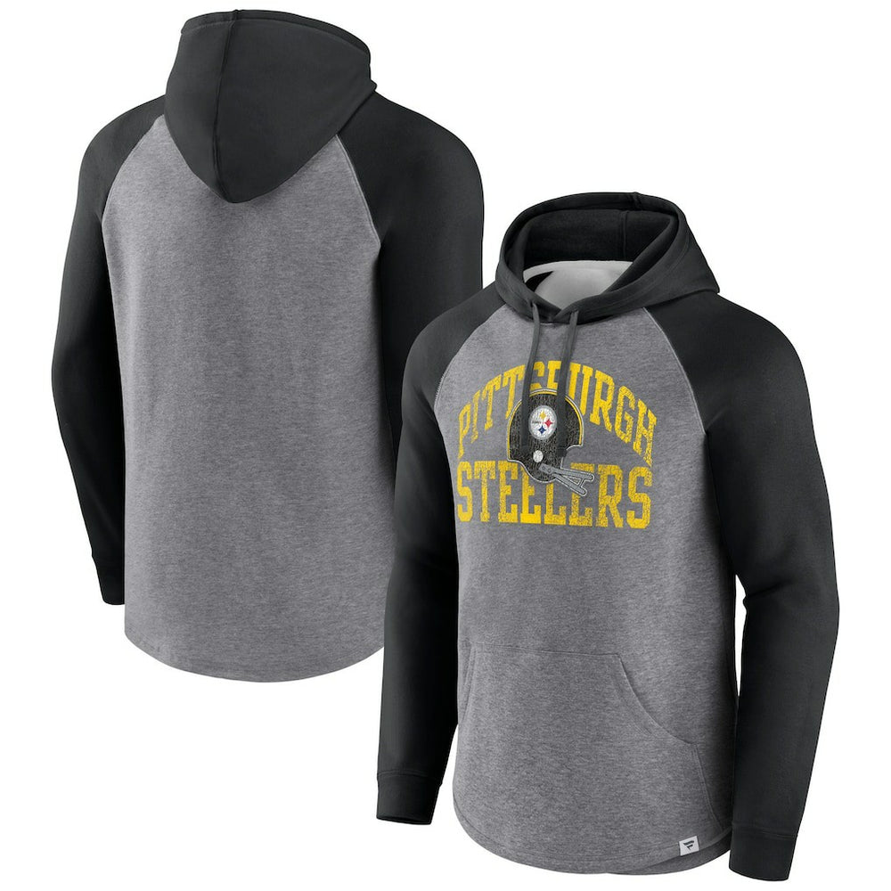 Pittsburgh Steelers Favorite Arch Raglan Pullover Hoodie Heather Gray