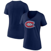 NHL Montreal Canadiens Women's Team Logo V-Neck T-Shirt - Navy