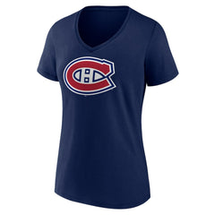 NHL Montreal Canadiens Women's Team Logo V-Neck T-Shirt - Navy