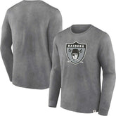 Las Vegas Raiders Washed Primary Long Sleeve T-Shirt Heather Charcoal