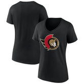 NHL Ottawa Senators Women's Team Logo V-Neck T-Shirt - Black