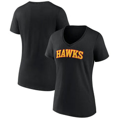 Atlanta Hawks Women's Wordmark V-Neck T-Shirt Black
