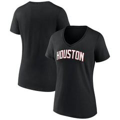 Houston Rockets Women's Wordmark V-Neck T-Shirt Black