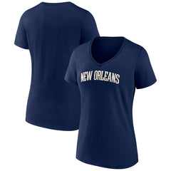 New Orleans Pelicans Women's Wordmark V-Neck T-Shirt Navy