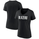 Portland Trail Blazers Women's Wordmark V-Neck T-Shirt Black