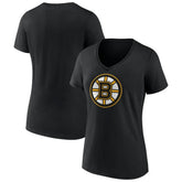 NHL Boston Bruins Women's Team Logo V-Neck T-Shirt - Black