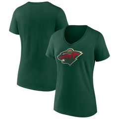 NHL Minnesota Wild Women's Team Logo V-Neck T-Shirt - Green