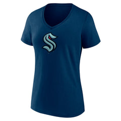 NHL Seattle Kraken Women's Team Logo V-Neck T-Shirt - Navy