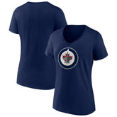NHL Winnipeg Jets Women's Team Logo V-Neck T-Shirt - Navy
