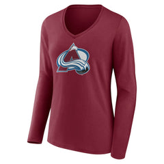 NHL Colorado Avalanche Women's Team Logo Long Sleeve V-Neck T-Shirt - Burgundy