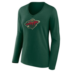 NHL Minnesota Wild Women's Team Logo Long Sleeve V-Neck T-Shirt - Green