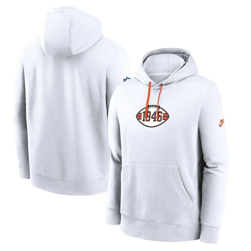 Cleveland Browns 2023 Sideline Club Alternate Tri-Blend Pullover Hoodie White