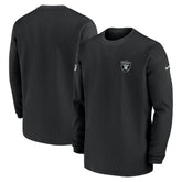 Las Vegas Raiders 2023 Sideline Throwback Heavy Brushed Waffle Long Sleeve Top Black