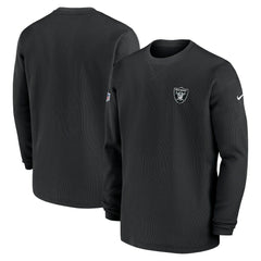 Las Vegas Raiders 2023 Sideline Throwback Heavy Brushed Waffle Long Sleeve Top Black