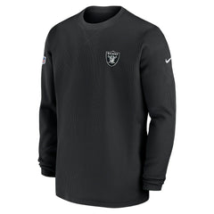 Las Vegas Raiders 2023 Sideline Throwback Heavy Brushed Waffle Long Sleeve Top Black