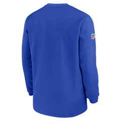 Los Angeles Rams 2023 Sideline Throwback Heavy Brushed Waffle Long Sleeve Top Royal