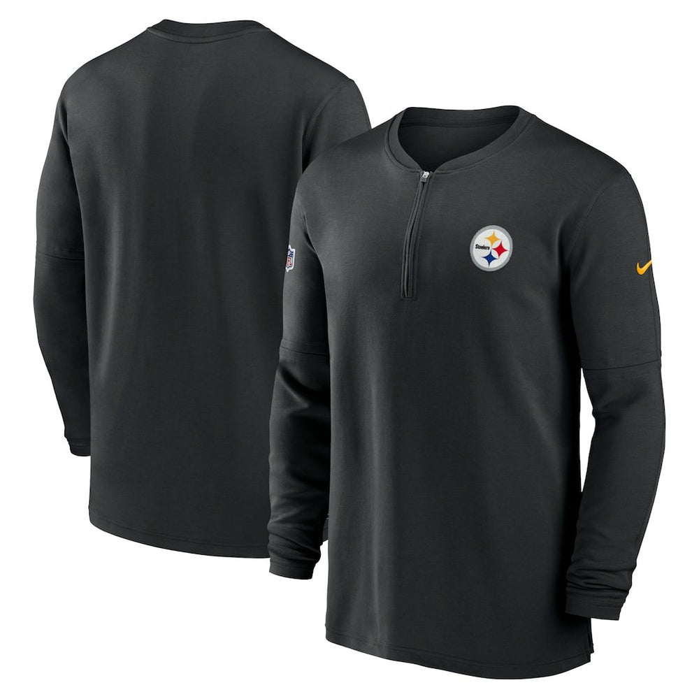 Pittsburgh Steelers 2023 Sideline Performance Long Sleeve Tri-Blend Quarter-Zip Top Black