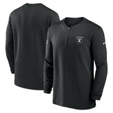 Las Vegas Raiders 2023 Sideline Performance Long Sleeve Tri-Blend Quarter-Zip Top Black