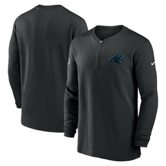 Carolina Panthers 2023 Sideline Performance Long Sleeve Tri-Blend Quarter-Zip Top Black