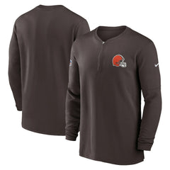 Cleveland Browns 2023 Sideline Performance Long Sleeve Tri-Blend Quarter-Zip Top Brown