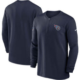 Tennessee Titans 2023 Sideline Performance Long Sleeve Tri-Blend Quarter-Zip Top Navy