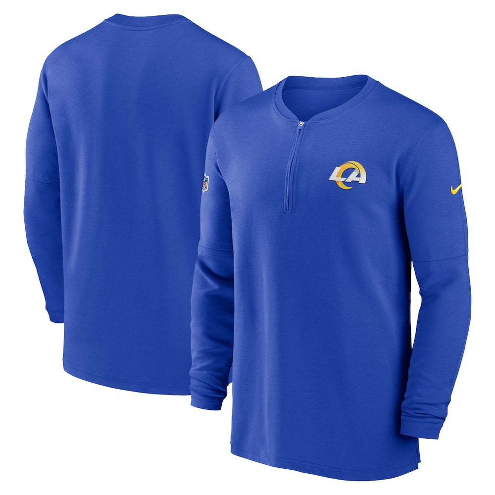Los Angeles Rams 2023 Sideline Performance Long Sleeve Tri-Blend Quarter-Zip Top Royal