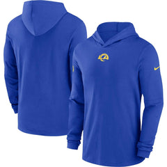 Los Angeles Rams Sideline Performance Long Sleeve Hoodie T-Shirt Royal