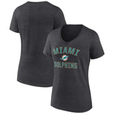 Miami Dolphins Women's Victory Arch Team V-Neck T-Shirt Charcoal