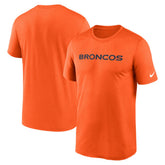 Denver Broncos Legend Wordmark Performance T-Shirt Orange