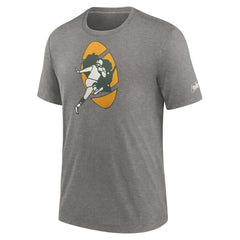 Green Bay Packers Rewind Logo Tri-Blend T-Shirt Heather Charcoal