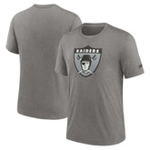 Las Vegas Raiders Rewind Logo Tri-Blend T-Shirt Heather Charcoal