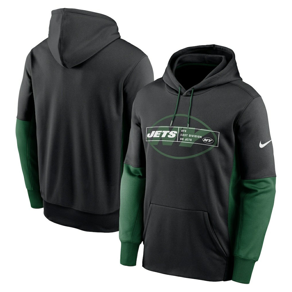 New York Jets Color Block Fleece Performance Pullover Hoodie Black