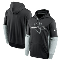 Las Vegas Raiders Color Block Fleece Performance Pullover Hoodie Black