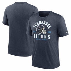 Tennessee Titans Helmet Tri-Blend T-Shirt Heather Navy