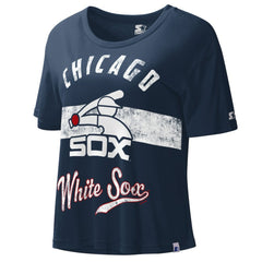 Chicago White Sox Starter Cooperstown Collection Women's Record Setter Crop Top - Navy Tops