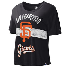 San Francisco Giants Starter Women's Record Setter Crop Top - Black Tops
