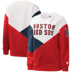Boston Red Sox Starter Women's Shutout Pullover Sweatshirt - White/Red Pullover