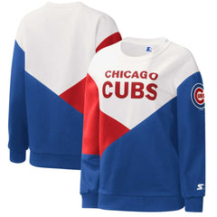 Chicago Cubs Starter Women's Shutout Pullover Sweatshirt - White/Royal Pullover