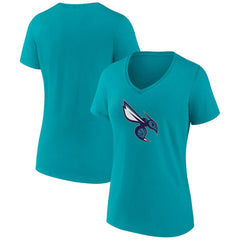 Charlotte Hornets Women's Alternate Logo V-Neck T-Shirt Aqua