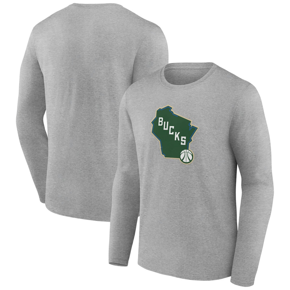 Milwaukee Bucks Alternate Logo Long Sleeve T-Shirt Gray