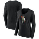 Boston Celtics Women's Alternate Logo V-Neck Long Sleeve T-Shirt Black